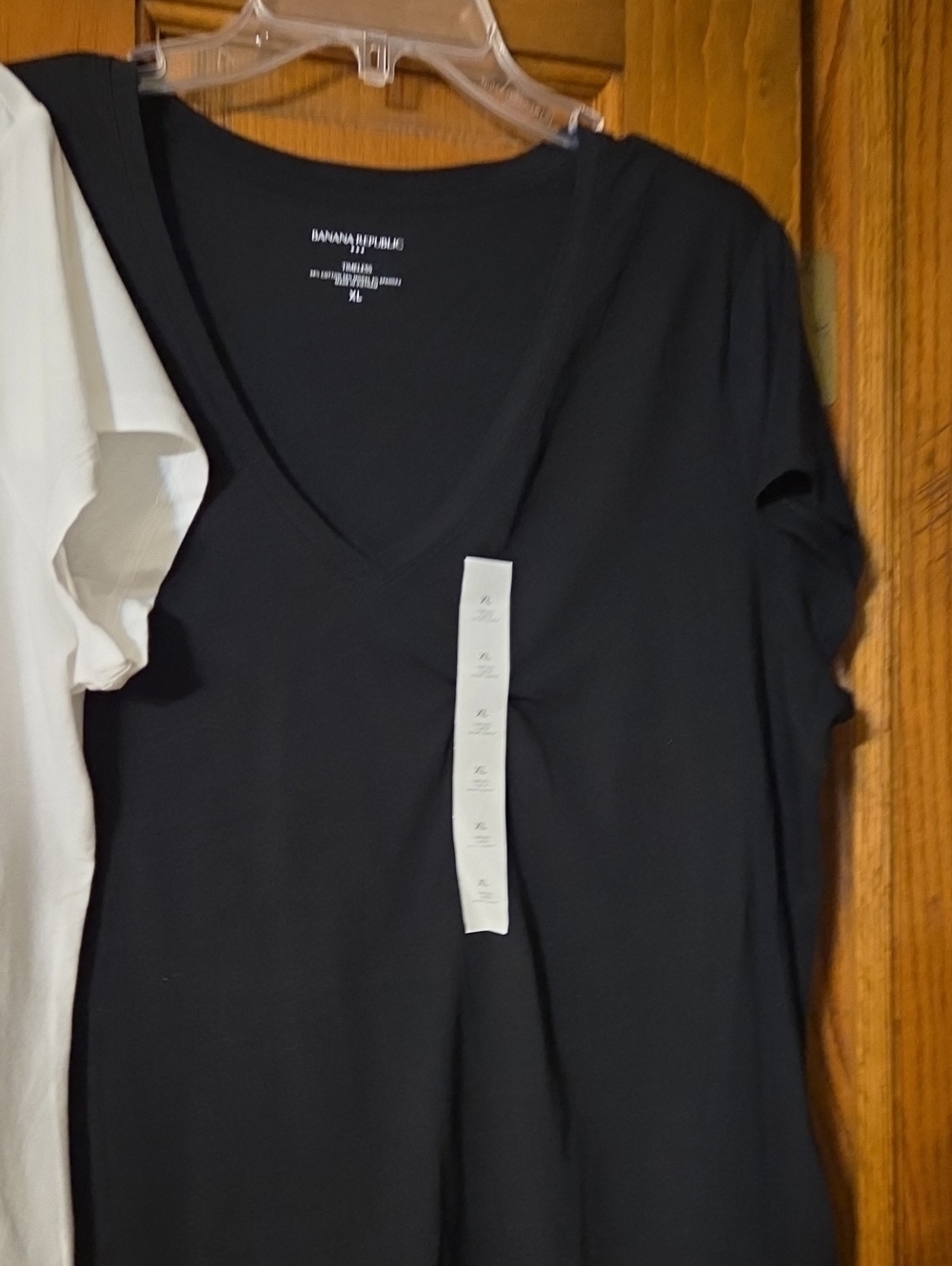 Banana Republic Timeless Tees, Classic V-Neck Women's Tee - White and Black - Picture 5 of 5